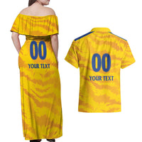 Custom Chennai 2025 Cricket Super Kings Couples Matching Off Shoulder Maxi Dress and Hawaiian Shirt Yellow Army Lions Champion