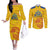 Custom Chennai 2025 Cricket Super Kings Couples Matching Off The Shoulder Long Sleeve Dress and Long Sleeve Button Shirt Yellow Army Lions Champion