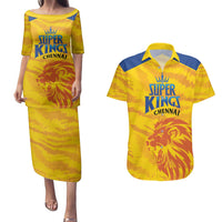 Custom Chennai 2025 Cricket Super Kings Couples Matching Puletasi and Hawaiian Shirt Yellow Army Lions Champion