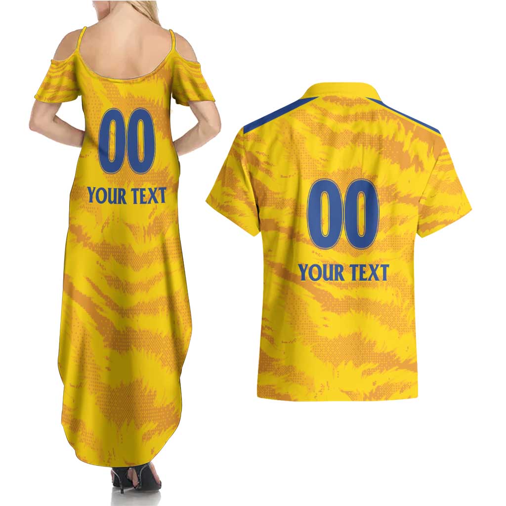 Custom Chennai 2025 Cricket Super Kings Couples Matching Summer Maxi Dress and Hawaiian Shirt Yellow Army Lions Champion
