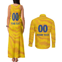 Custom Chennai 2025 Cricket Super Kings Couples Matching Tank Maxi Dress and Long Sleeve Button Shirt Yellow Army Lions Champion