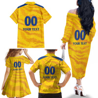 Custom Chennai 2025 Cricket Super Kings Family Matching Off The Shoulder Long Sleeve Dress and Hawaiian Shirt Yellow Army Lions Champion
