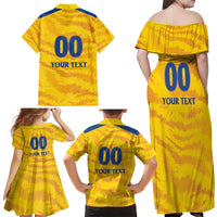 Custom Chennai 2025 Cricket Super Kings Family Matching Off Shoulder Maxi Dress and Hawaiian Shirt Yellow Army Lions Champion