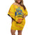 Custom Chennai 2025 Cricket Super Kings Family Matching Off Shoulder Short Dress and Hawaiian Shirt Yellow Army Lions Champion