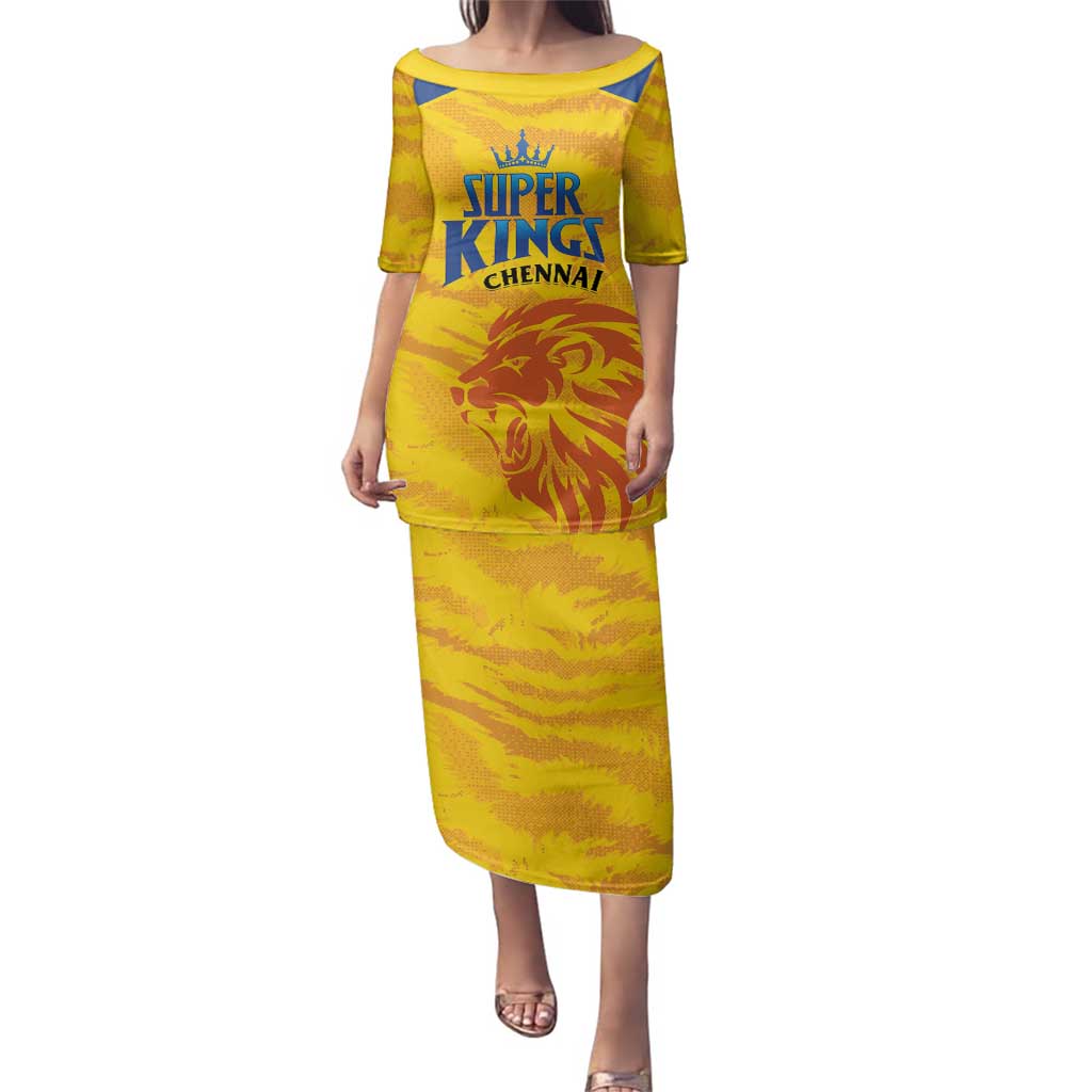 Custom Chennai 2025 Cricket Super Kings Family Matching Puletasi and Hawaiian Shirt Yellow Army Lions Champion