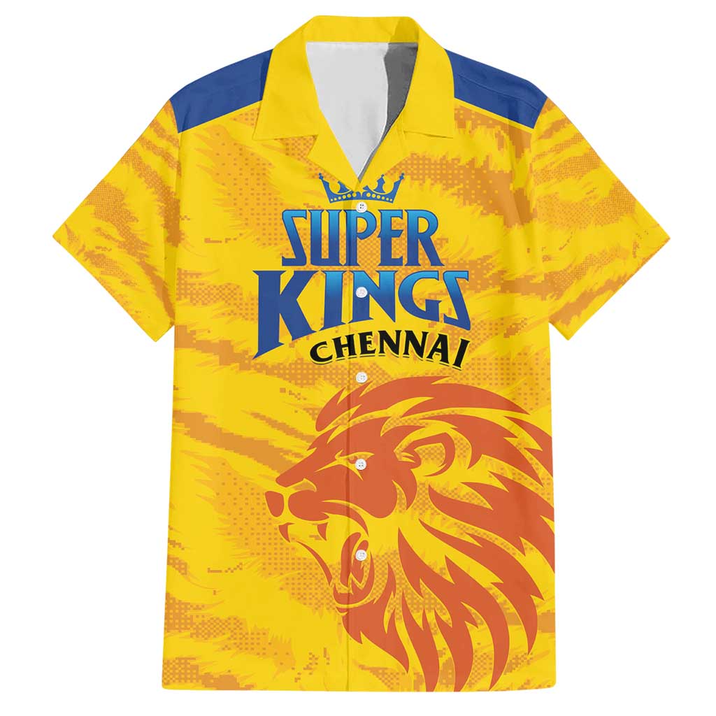 Custom Chennai 2025 Cricket Super Kings Family Matching Short Sleeve Bodycon Dress and Hawaiian Shirt Yellow Army Lions Champion