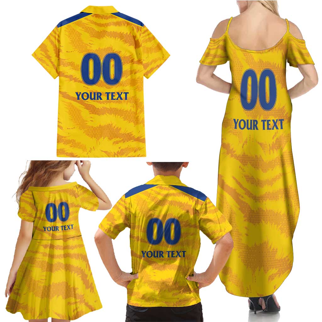 Custom Chennai 2025 Cricket Super Kings Family Matching Summer Maxi Dress and Hawaiian Shirt Yellow Army Lions Champion
