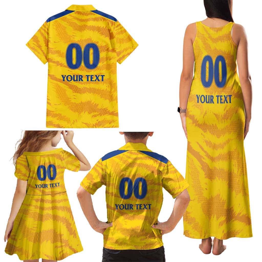 Custom Chennai 2025 Cricket Super Kings Family Matching Tank Maxi Dress and Hawaiian Shirt Yellow Army Lions Champion