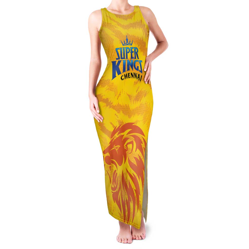 Custom Chennai 2025 Cricket Super Kings Family Matching Tank Maxi Dress and Hawaiian Shirt Yellow Army Lions Champion