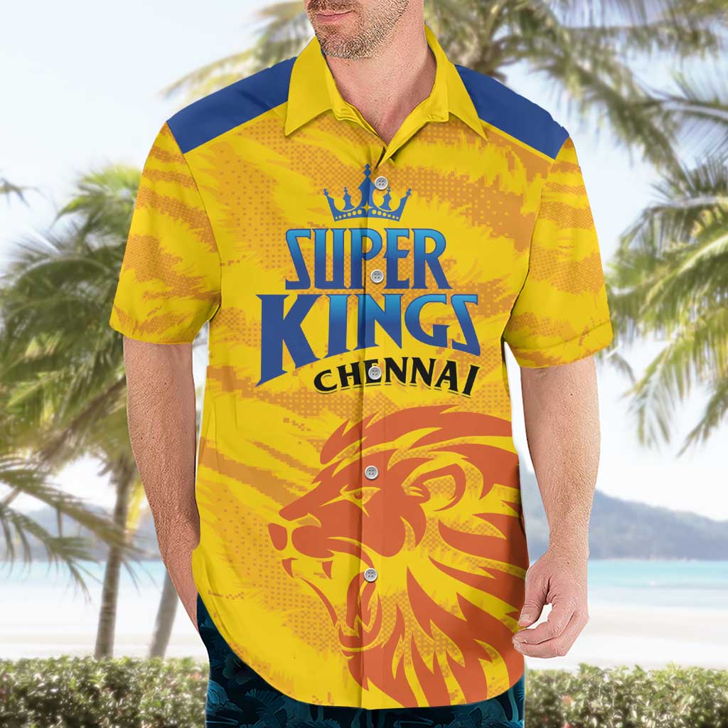 Custom Chennai 2025 Cricket Super Kings Hawaiian Shirt Yellow Army Lions Champion
