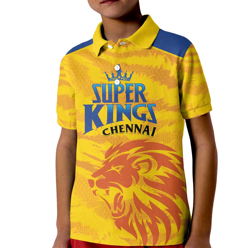 Custom Chennai 2025 Cricket Super Kings Kid Polo Shirt Yellow Army Lions Champion