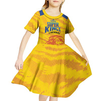 Custom Chennai 2025 Cricket Super Kings Kid Short Sleeve Dress Yellow Army Lions Champion