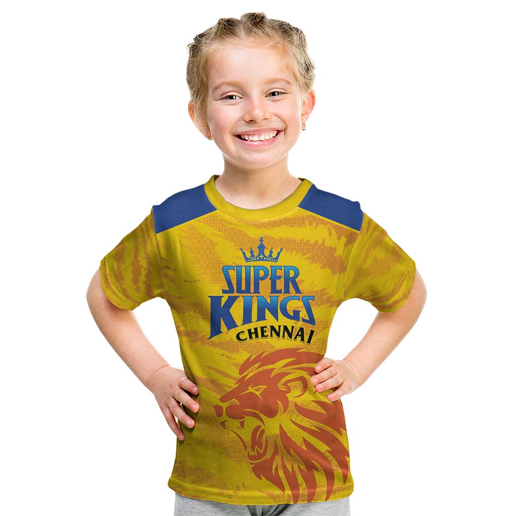 Custom Chennai 2025 Cricket Super Kings Kid T Shirt Yellow Army Lions Champion