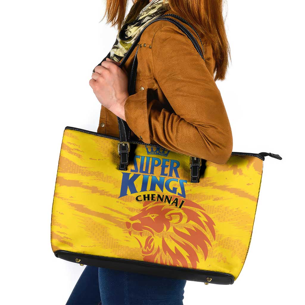 Chennai 2025 Cricket Super Kings Leather Tote Bag Yellow Army Lions Champion