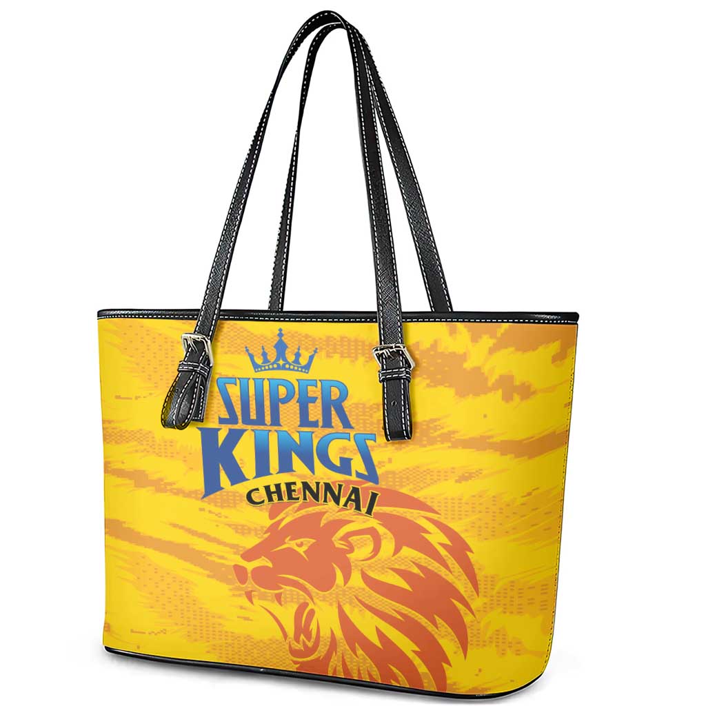 Chennai 2025 Cricket Super Kings Leather Tote Bag Yellow Army Lions Champion