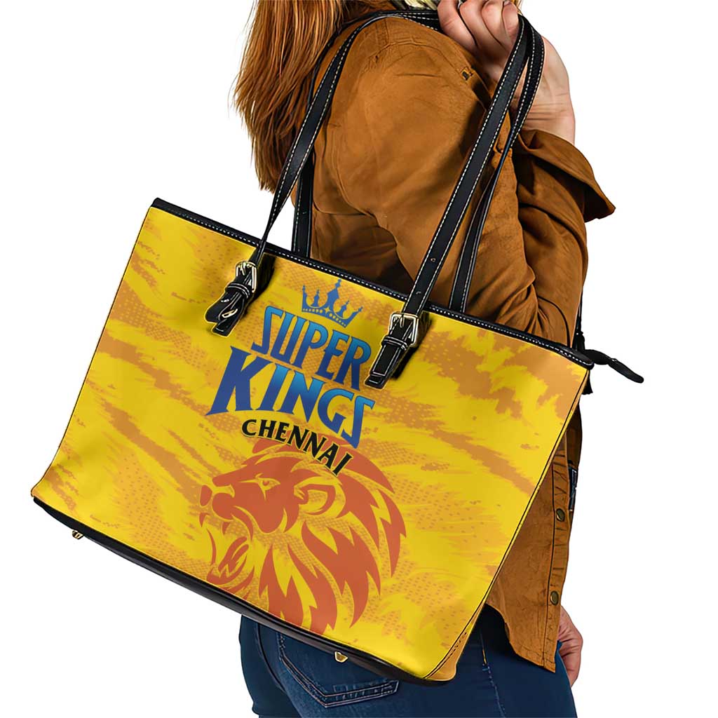 Chennai 2025 Cricket Super Kings Leather Tote Bag Yellow Army Lions Champion
