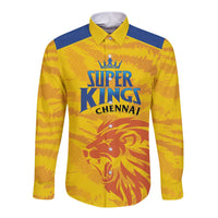 Custom Chennai 2025 Cricket Super Kings Long Sleeve Button Shirt Yellow Army Lions Champion