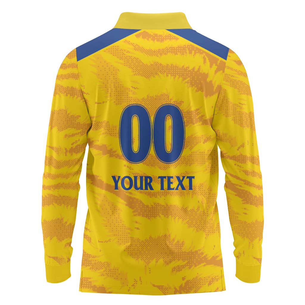 Custom Chennai 2025 Cricket Super Kings Long Sleeve Polo Shirt Yellow Army Lions Champion