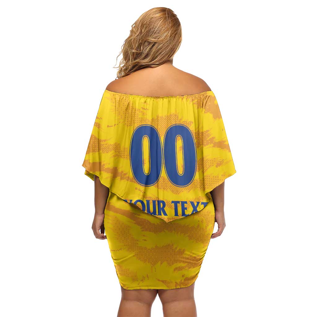 Custom Chennai 2025 Cricket Super Kings Off Shoulder Short Dress Yellow Army Lions Champion