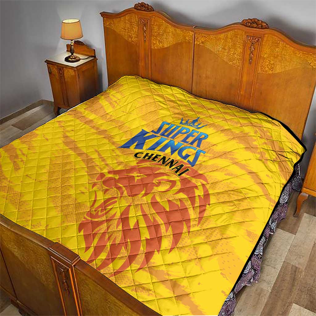 Chennai 2025 Cricket Super Kings Quilt Yellow Army Lions Champion