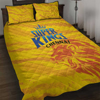 Chennai 2025 Cricket Super Kings Quilt Bed Set Yellow Army Lions Champion