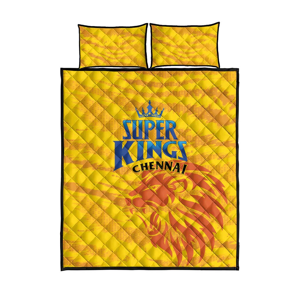 Chennai 2025 Cricket Super Kings Quilt Bed Set Yellow Army Lions Champion