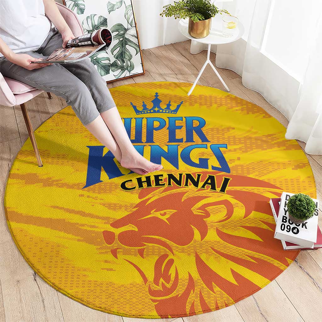 Chennai 2025 Cricket Super Kings Round Carpet Yellow Army Lions Champion