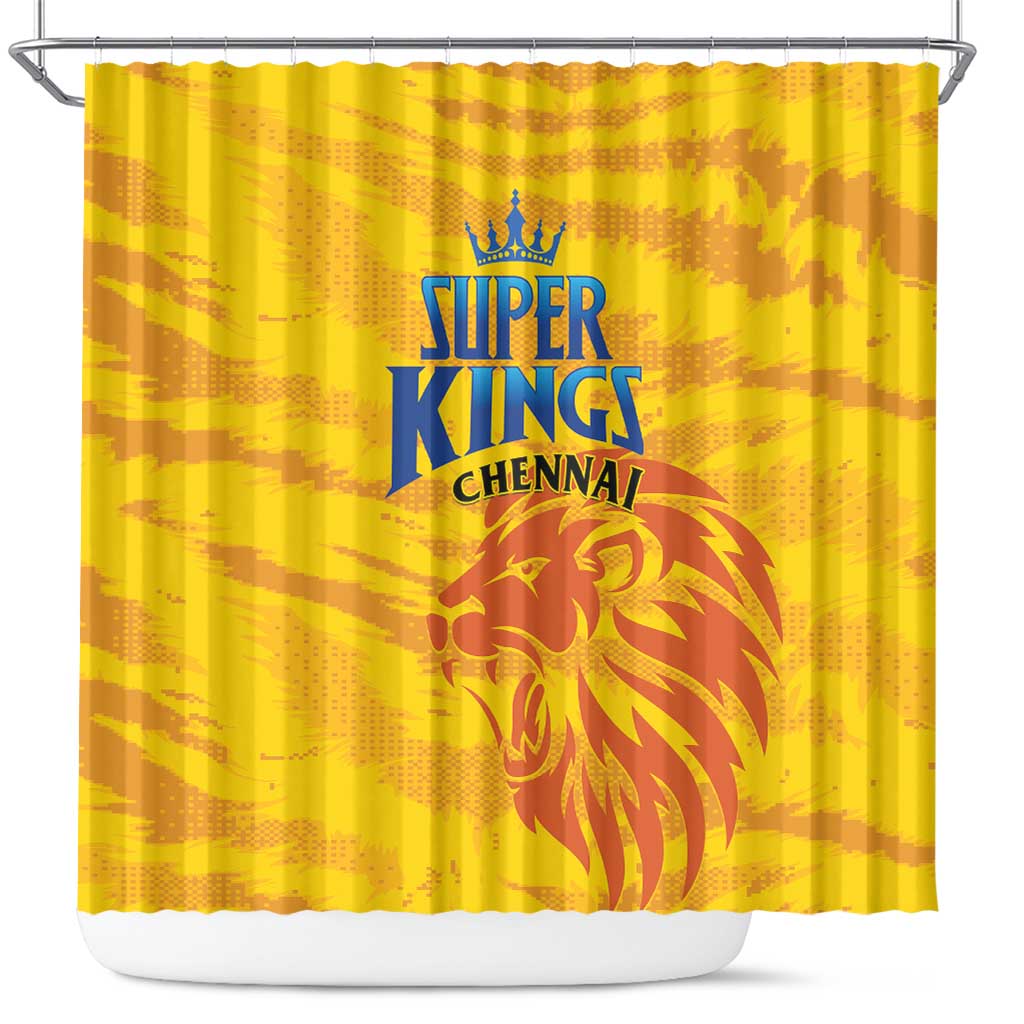 Chennai 2025 Cricket Super Kings Shower Curtain Yellow Army Lions Champion