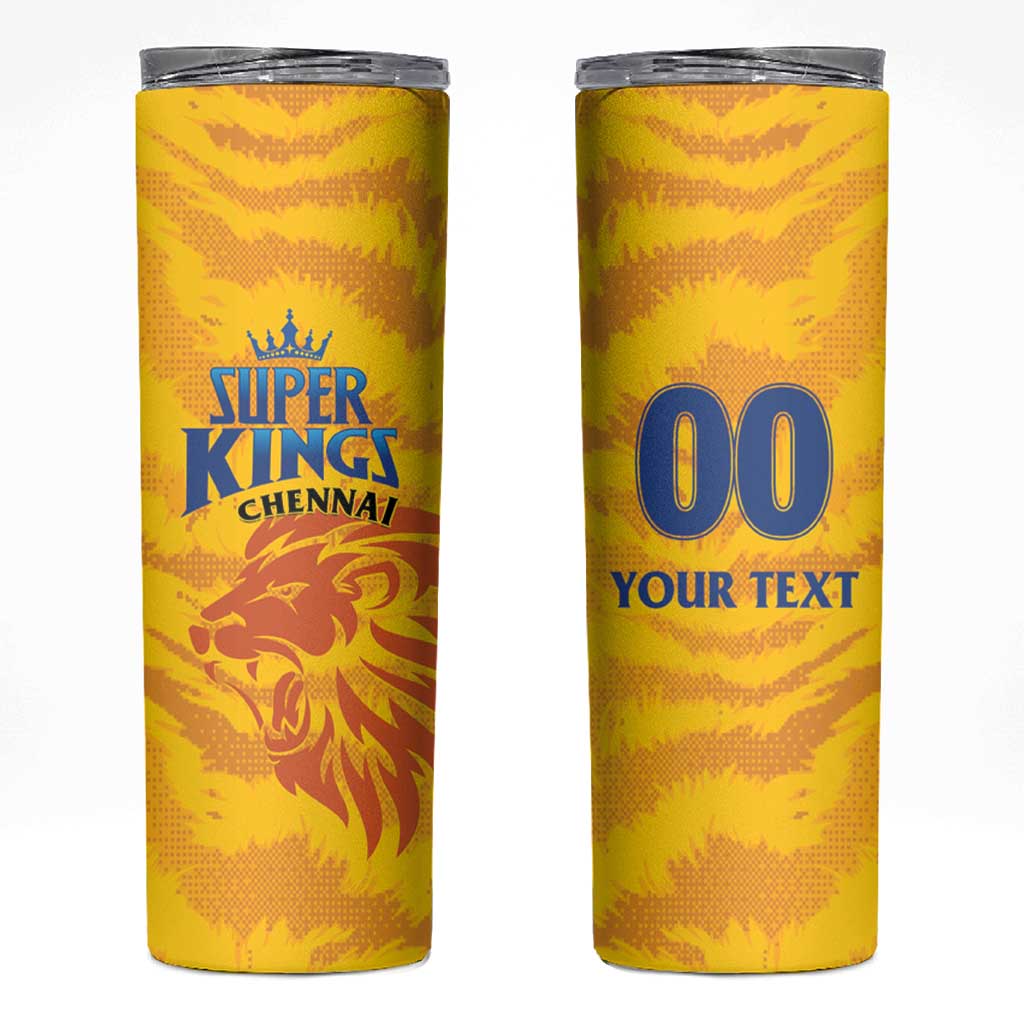 Custom Chennai 2025 Cricket Super Kings Skinny Tumbler Yellow Army Lions Champion