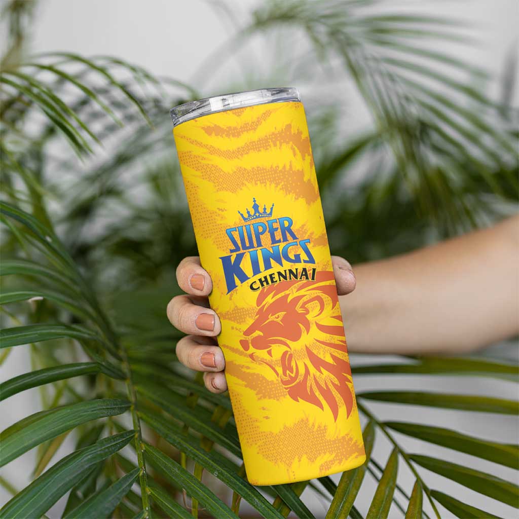Custom Chennai 2025 Cricket Super Kings Skinny Tumbler Yellow Army Lions Champion