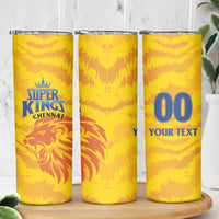 Custom Chennai 2025 Cricket Super Kings Skinny Tumbler Yellow Army Lions Champion