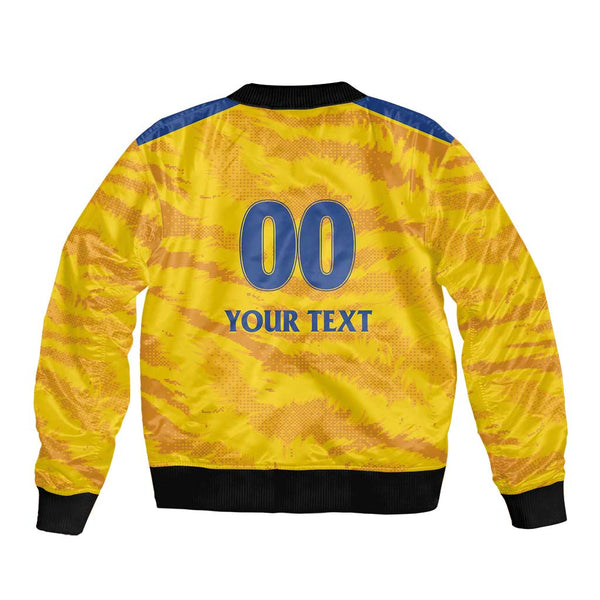 Custom Chennai 2025 Cricket Super Kings Sleeve Zip Bomber Jacket Yellow ...