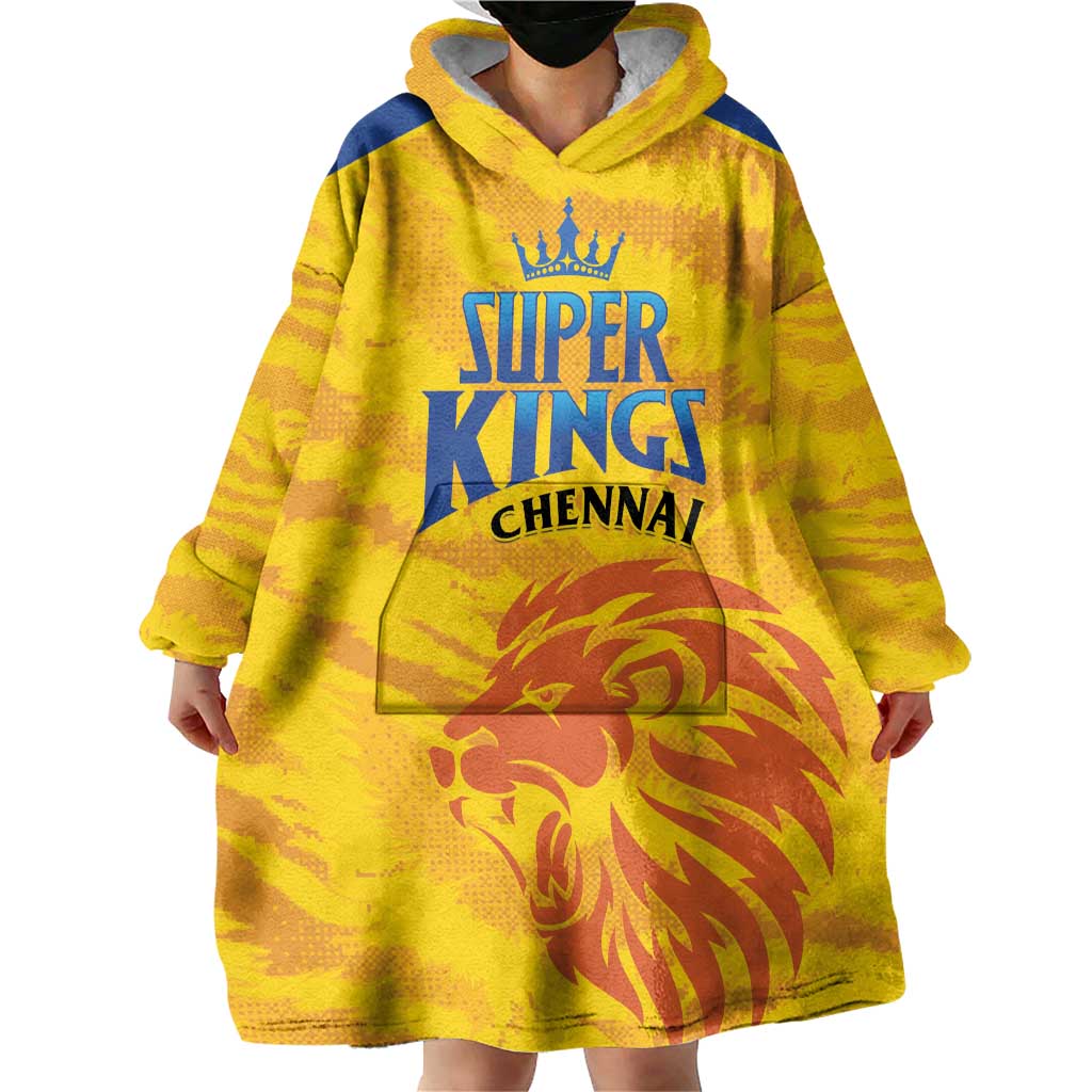 Custom Chennai 2025 Cricket Super Kings Wearable Blanket Hoodie Yellow Army Lions Champion