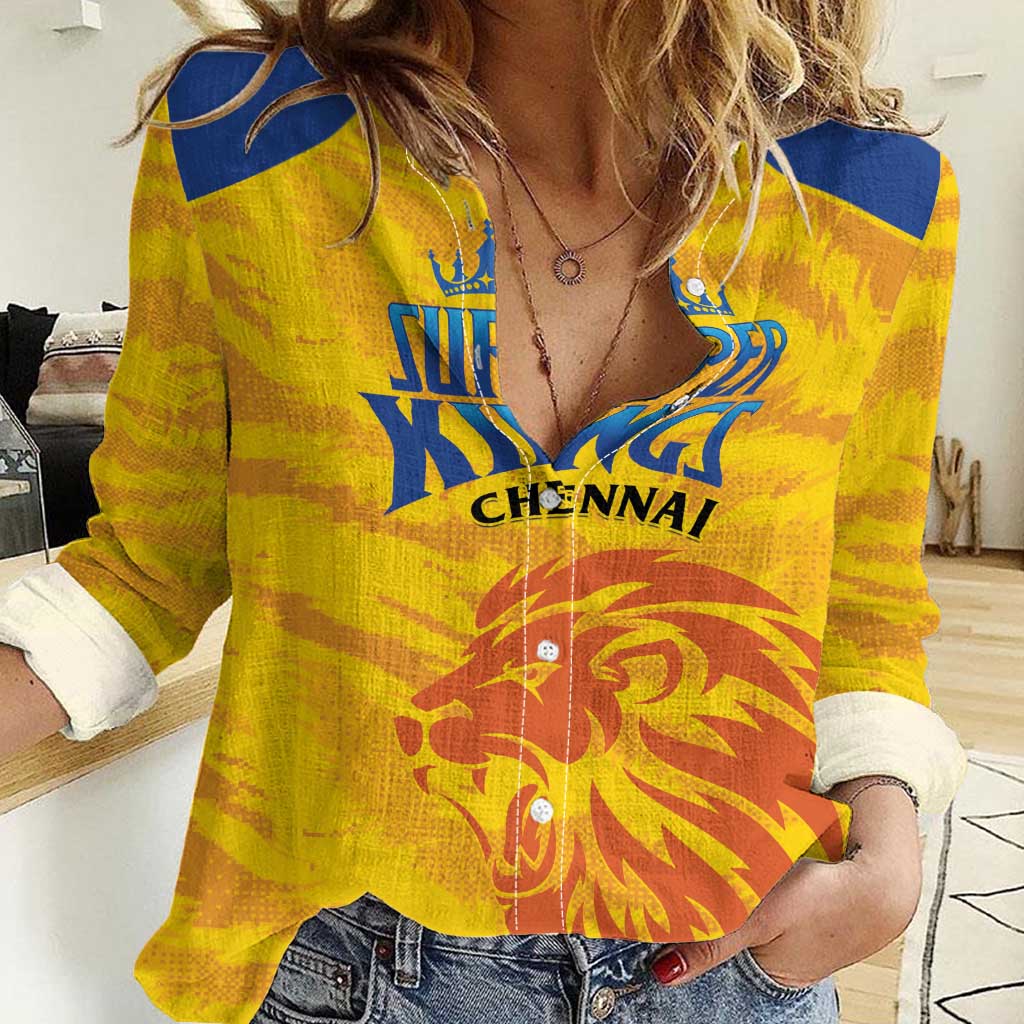 Custom Chennai 2025 Cricket Super Kings Women Casual Shirt Yellow Army Lions Champion
