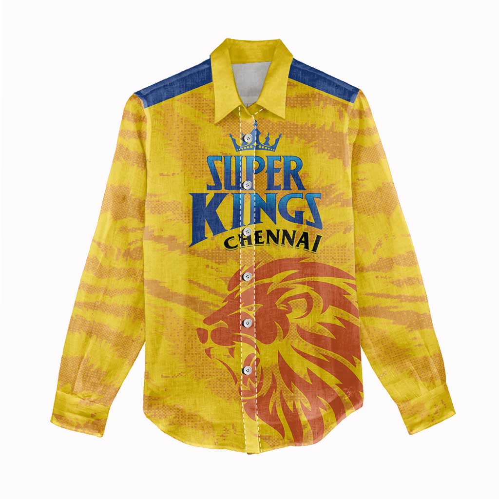 Custom Chennai 2025 Cricket Super Kings Women Casual Shirt Yellow Army Lions Champion