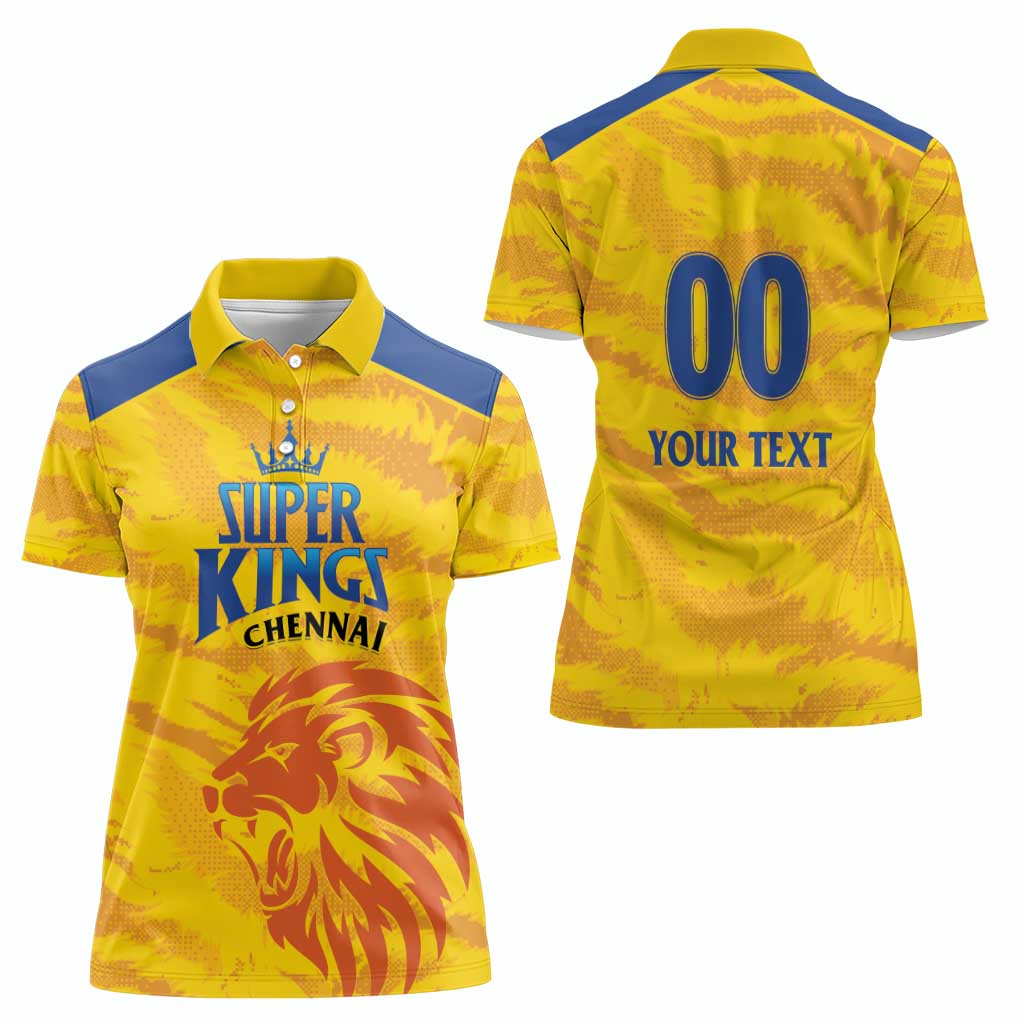 Custom Chennai 2025 Cricket Super Kings Women Polo Shirt Yellow Army Lions Champion