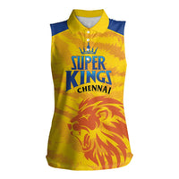 Custom Chennai 2025 Cricket Super Kings Women Sleeveless Polo Shirt Yellow Army Lions Champion