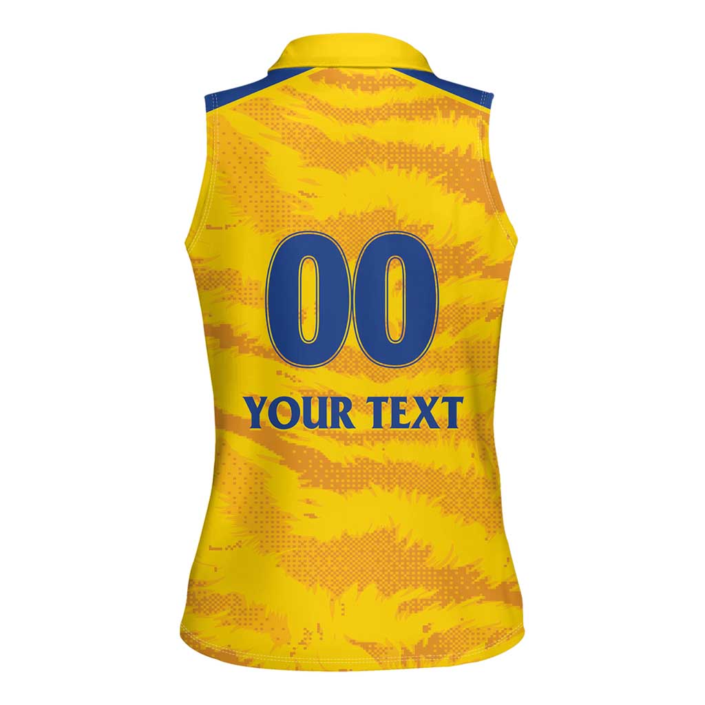Custom Chennai 2025 Cricket Super Kings Women Sleeveless Polo Shirt Yellow Army Lions Champion