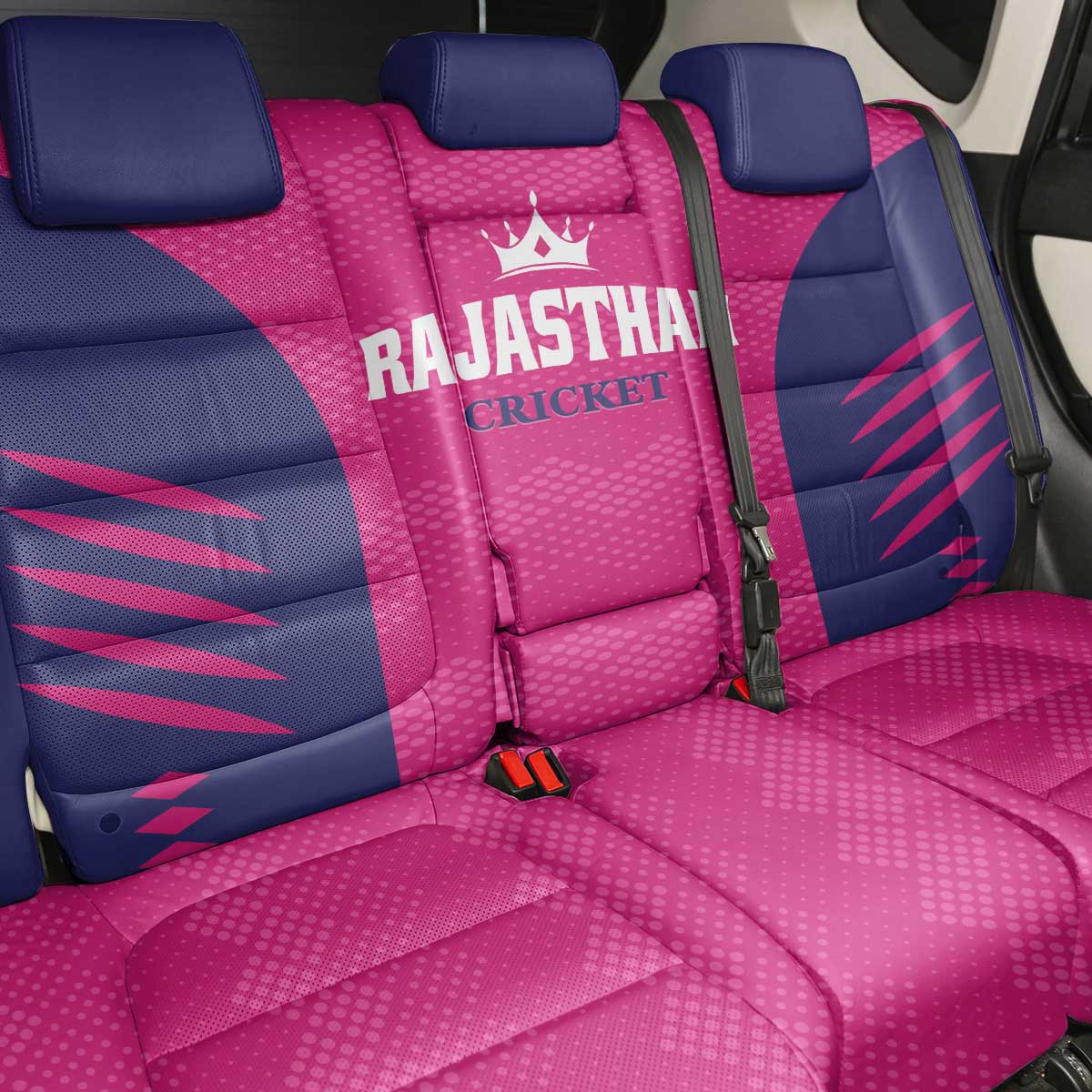 Rajasthan 2025 Cricket Royals Back Car Seat Cover Pink And Halla Bol