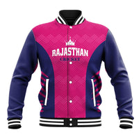 Custom Rajasthan 2025 Cricket Royals Baseball Jacket Pink And Halla Bol