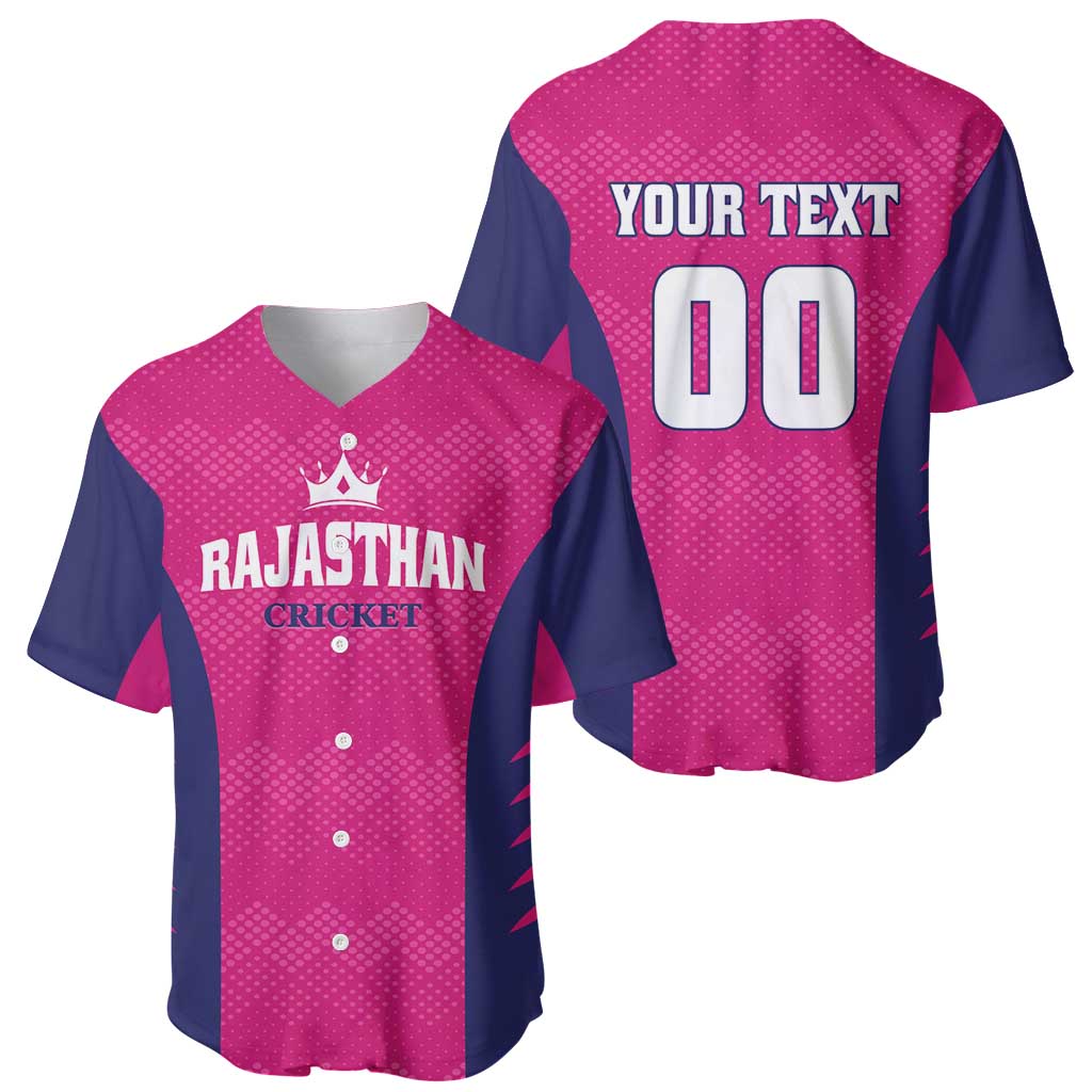 Custom Rajasthan 2025 Cricket Royals Baseball Jersey Pink And Halla Bol