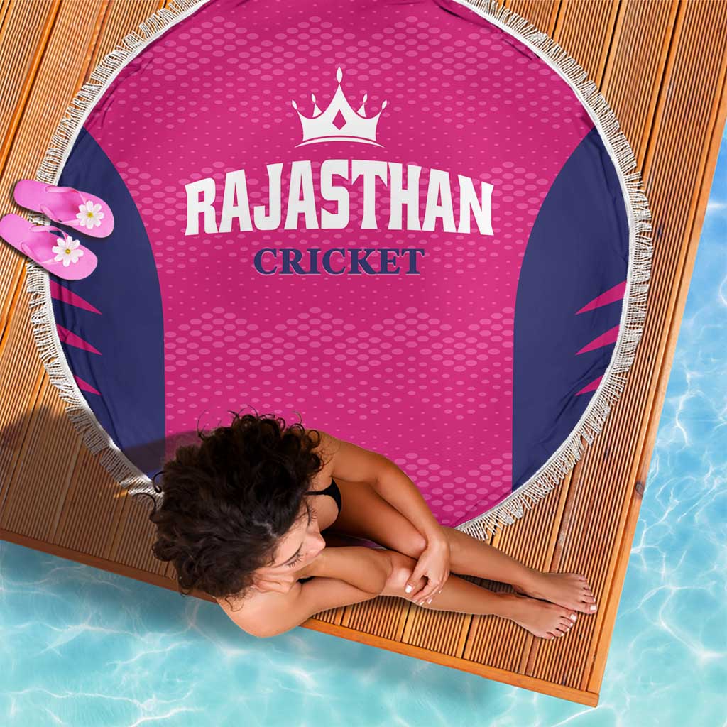 Rajasthan 2025 Cricket Royals Beach Blanket Pink And Halla Bol