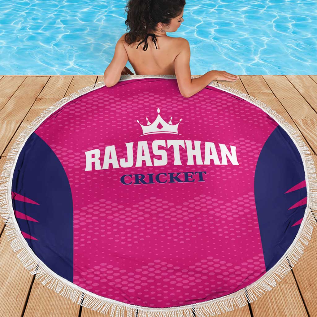 Rajasthan 2025 Cricket Royals Beach Blanket Pink And Halla Bol