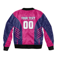 Custom Rajasthan 2025 Cricket Royals Bomber Jacket Pink And Halla Bol