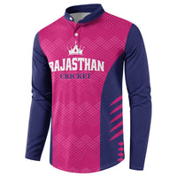 Custom Rajasthan 2025 Cricket Royals Button Sweatshirt Pink And Halla Bol