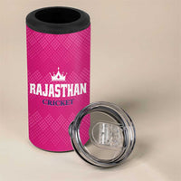 Custom Rajasthan 2025 Cricket Royals 4 in 1 Can Cooler Tumbler Pink And Halla Bol