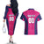 Custom Rajasthan 2025 Cricket Royals Couples Matching Off The Shoulder Long Sleeve Dress and Hawaiian Shirt Pink And Halla Bol