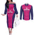 Custom Rajasthan 2025 Cricket Royals Couples Matching Off The Shoulder Long Sleeve Dress and Long Sleeve Button Shirt Pink And Halla Bol