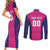 Custom Rajasthan 2025 Cricket Royals Couples Matching Short Sleeve Bodycon Dress and Long Sleeve Button Shirt Pink And Halla Bol