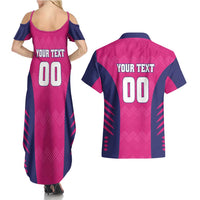 Custom Rajasthan 2025 Cricket Royals Couples Matching Summer Maxi Dress and Hawaiian Shirt Pink And Halla Bol